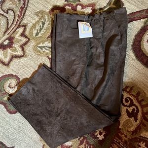 LIZ CLAIBORNE Women Size 22W Brown Suede Look Pant Side-Zip Stretch Luxe $85 NEW